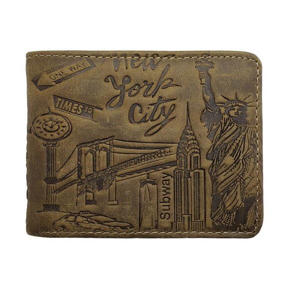 NEW YORK CITY USA MEN'S LIGHT BROWN WALLET/CARD ID
